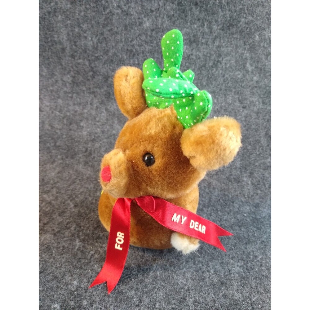 Vintage Reindeer Plush Stuffed Animal 1986 Dakin Korea For My Dear Gift Topper